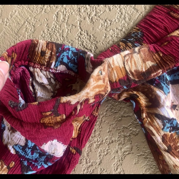 Military Hippie Off the Shoulders Floral Top Sz M - Picture 6 of 8